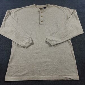 Vintage County Seat Shirt Mens Large Gray Henley USA Made 100 Cotton Long Sleeve